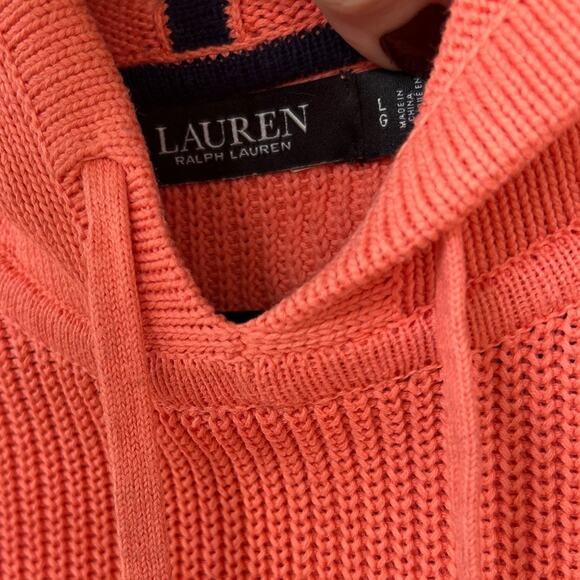 Lauren Ralph Lauren Women's Pink/Peach Combed Cotton Hoodie Sweater Size Large - Picture 3 of 7